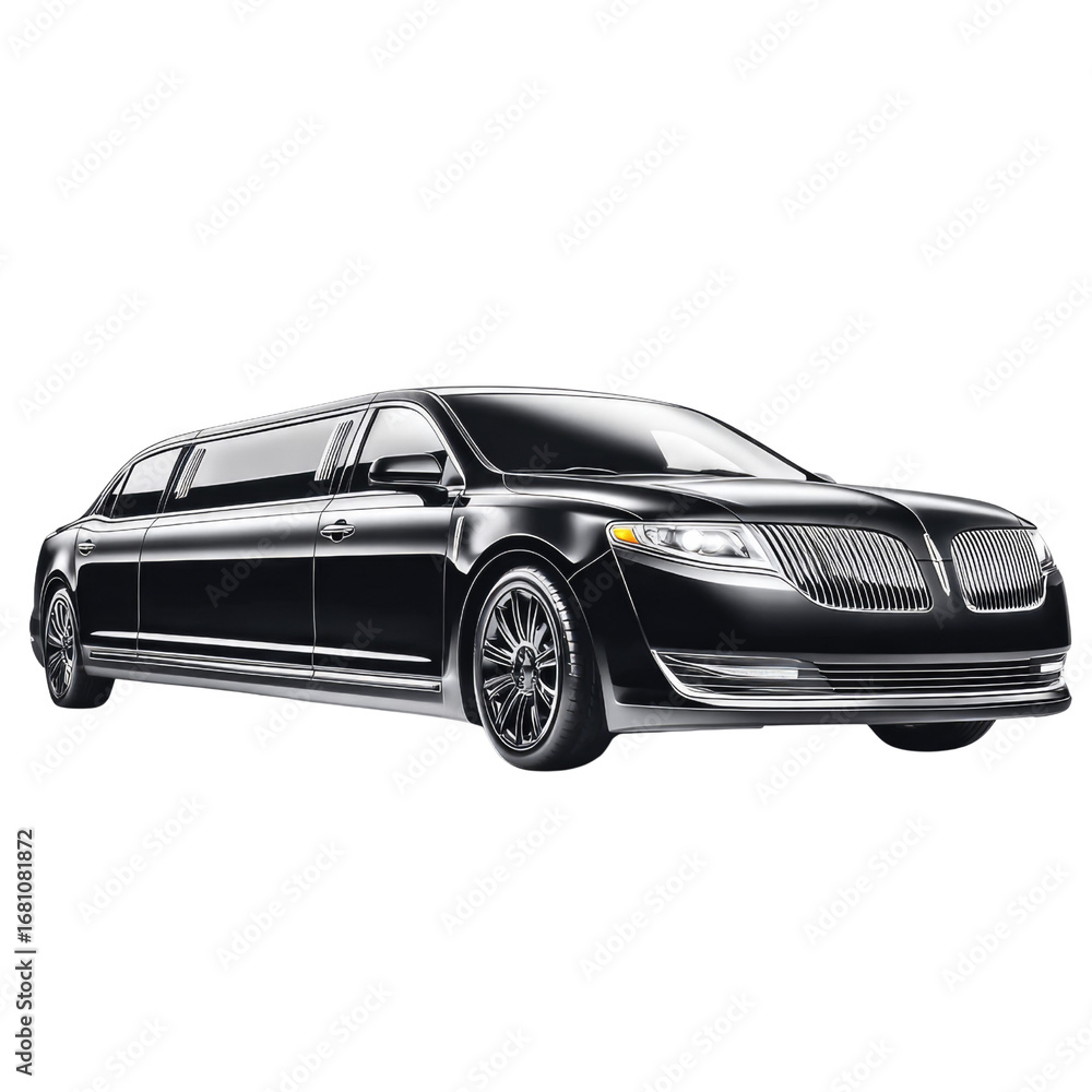 Naklejka premium Elegant Black Stretch Limousine with Luxurious Design Ready for Special Events and Celebrations