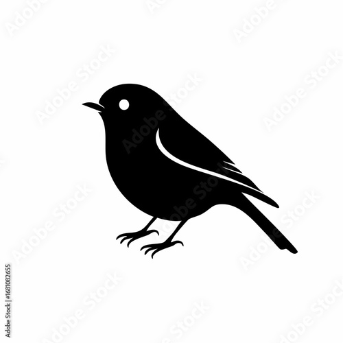 robin bird black silhouette vector, Simple silhouette Design vector icon with white background. Wild bird