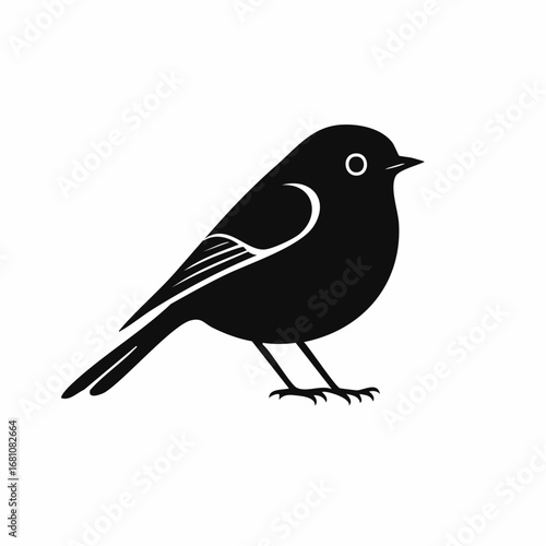 robin bird black silhouette vector, Simple silhouette Design vector icon with white background. Wild bird