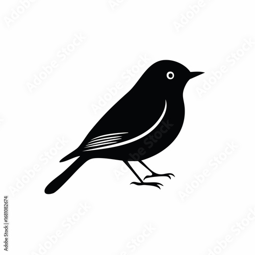robin bird black silhouette vector, Simple silhouette Design vector icon with white background. Wild bird