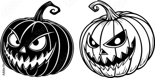 Scary Halloween Pumpkins or Jack-o'-Lanterns