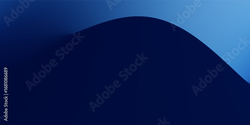 Abstract dark blue gradient background. Dark scene with curved waves of smoke or fog reflecting soft light, Black drop cool feeling of cold and cool underwater water.