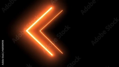 Glowing Neon Left Arrow on Black Background