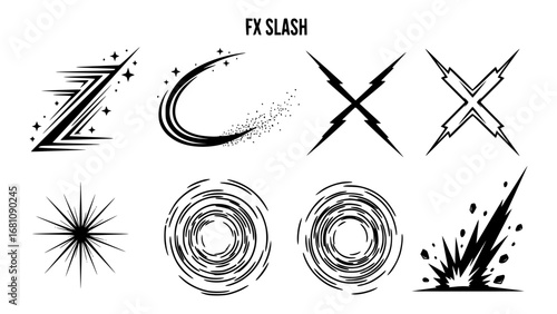 Set of comic book fx slash and explosion elements