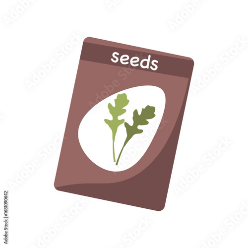 Arugula vegetable seed package vector illustration isolated on white background. Pack of plant seeds cartoon style. Package design for gardening farming agriculture farm.