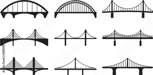 Various bridge designs architectural structures suspension