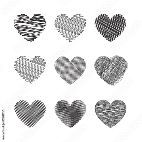 Black Scribbled Heart Vector Illustration