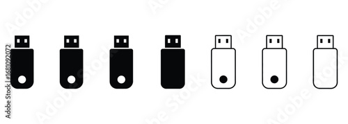 WebSecure your data with these sleek and modern USB drive icons, perfect for websites, apps, or presentations needing a professional touch, showing data storage and transfer solutions for tech enthusi