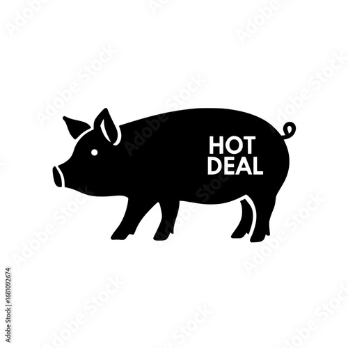 Piggy bank icon with hot deal text representing discount offer savings and financial value
