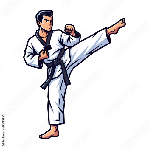 Martial Arts Prowess: Witness the dynamic form of a martial artist, executing a powerful kick with a focused gaze and disciplined stance.  A testament to strength, agility, and the spirit of combat.