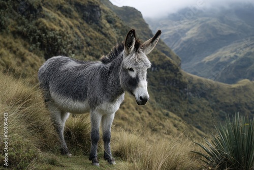 Ecuadorian Andes donkey with long hair