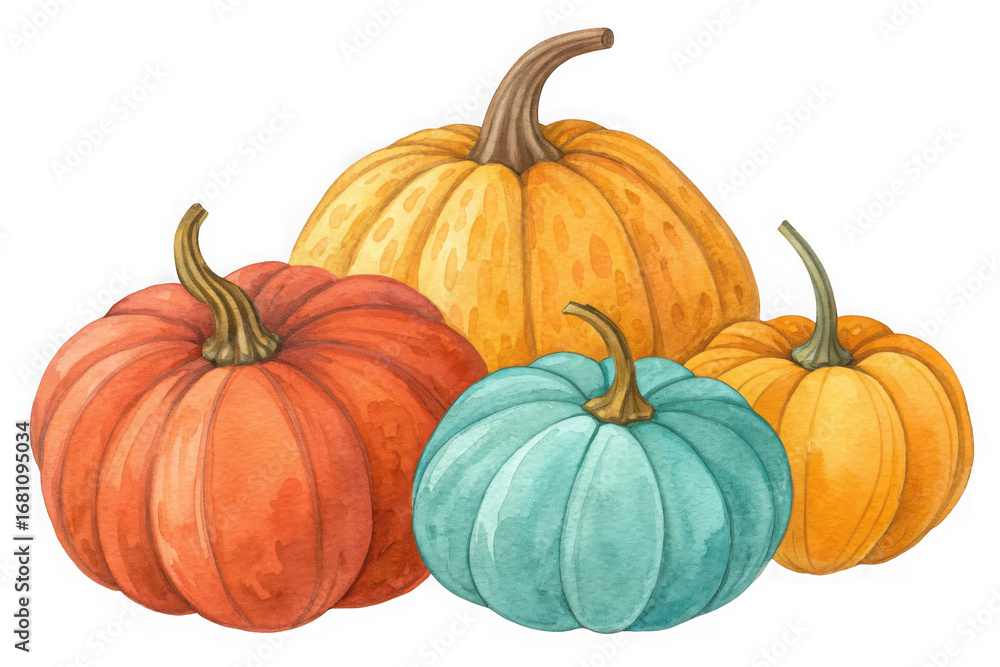 Obraz premium Vibrant autumn harvest assortment of pumpkins ready for fall celebrations transparent background