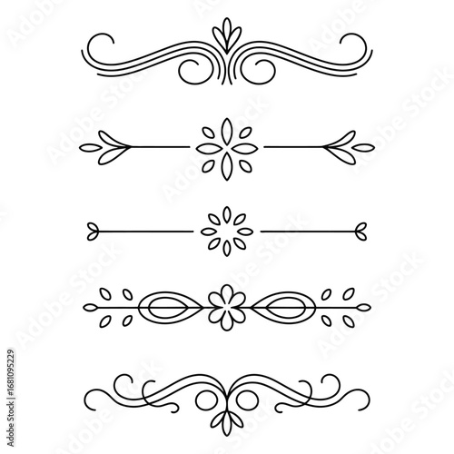 filigree elegant decorative flourishes and ornate borders, ornamental dividers with scrollwork for design elements, Fancy Line curve lettering header separator scroll


