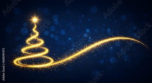 Árbol de Navidad dorado en la noche abstracta