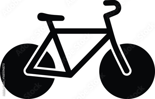 Black and White Bicycle Icon on White Background.