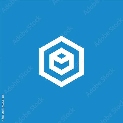 Hexagon Geometric Cube Logo Design Vector Template