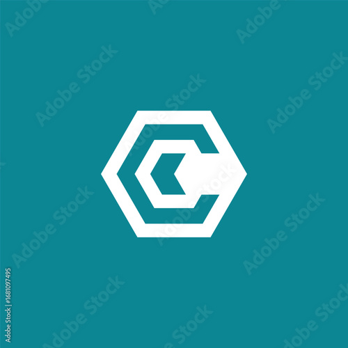 Hexagon Geometric Letter C Logo Design Vector Template