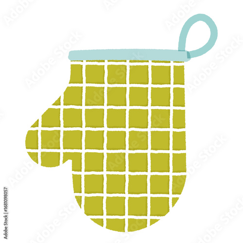 Flat illustration of kitchen mitts. Oven mitts for grabbing hot pots. Oven gloves for grabbing baking sheets inside the oven.