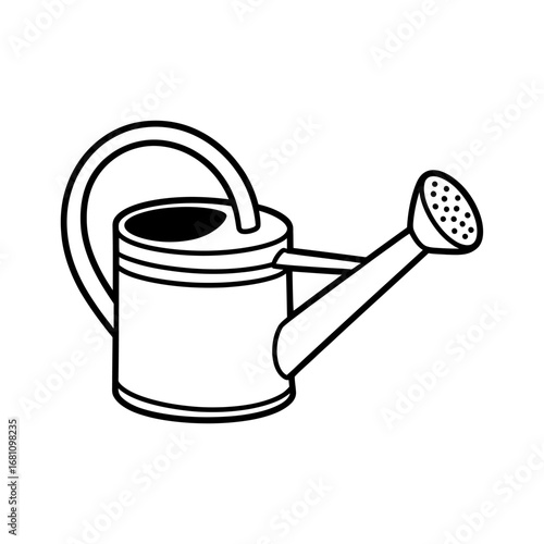 A Simple Black and White Text Design Featuring a Watering Can for Gardening and Hydration