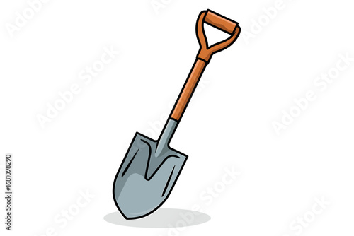 Illustration of a spade Ideal for gardening, landscaping, or construction projects, crafted in stark black and white.