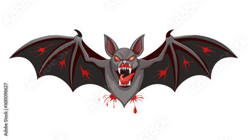 Vector art of halloween vampire bat with blood dripping from mouth