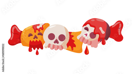 Vector art of three skull candies with blood