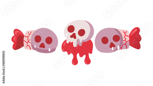 Vector art of three skull candies with blood