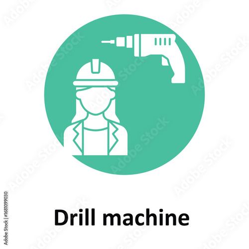Drill machine Vector Icon which can easily modify or edit