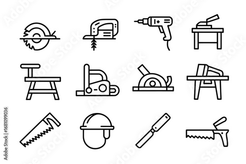 a-set-of-12-black-and-white-line-art-ico Tools for Woodworking and Construction Projects