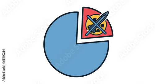 A pie chart illustration with a segment representing nuclear disarmament and peace.