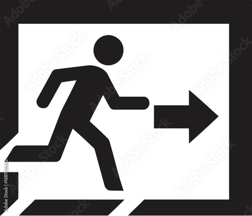Emergency Exit Sign with Running Person and Arrow.