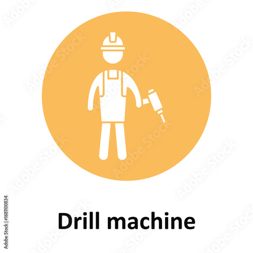 Drill machine Vector Icon which can easily modify or edit