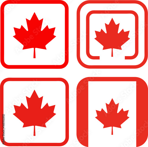 Canadian flag emblem designs a compilation of stylized maple leaf icons for patriotic representation