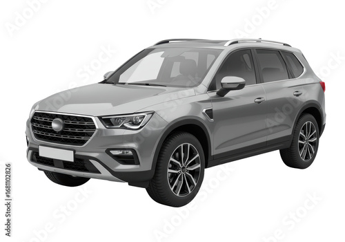 Isolated modern gray crossover SUV vehicle on a solid background for commercial use image