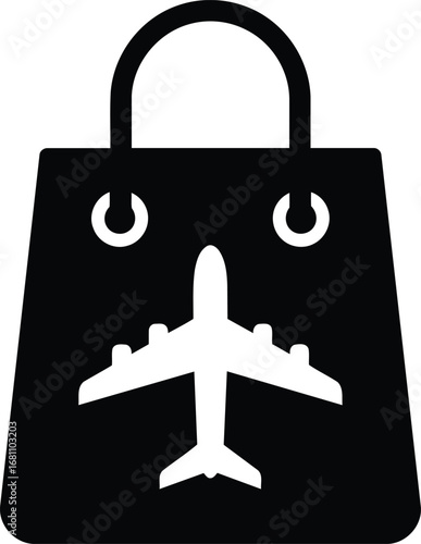 Travel Shopping Bag Airplane Icon.
