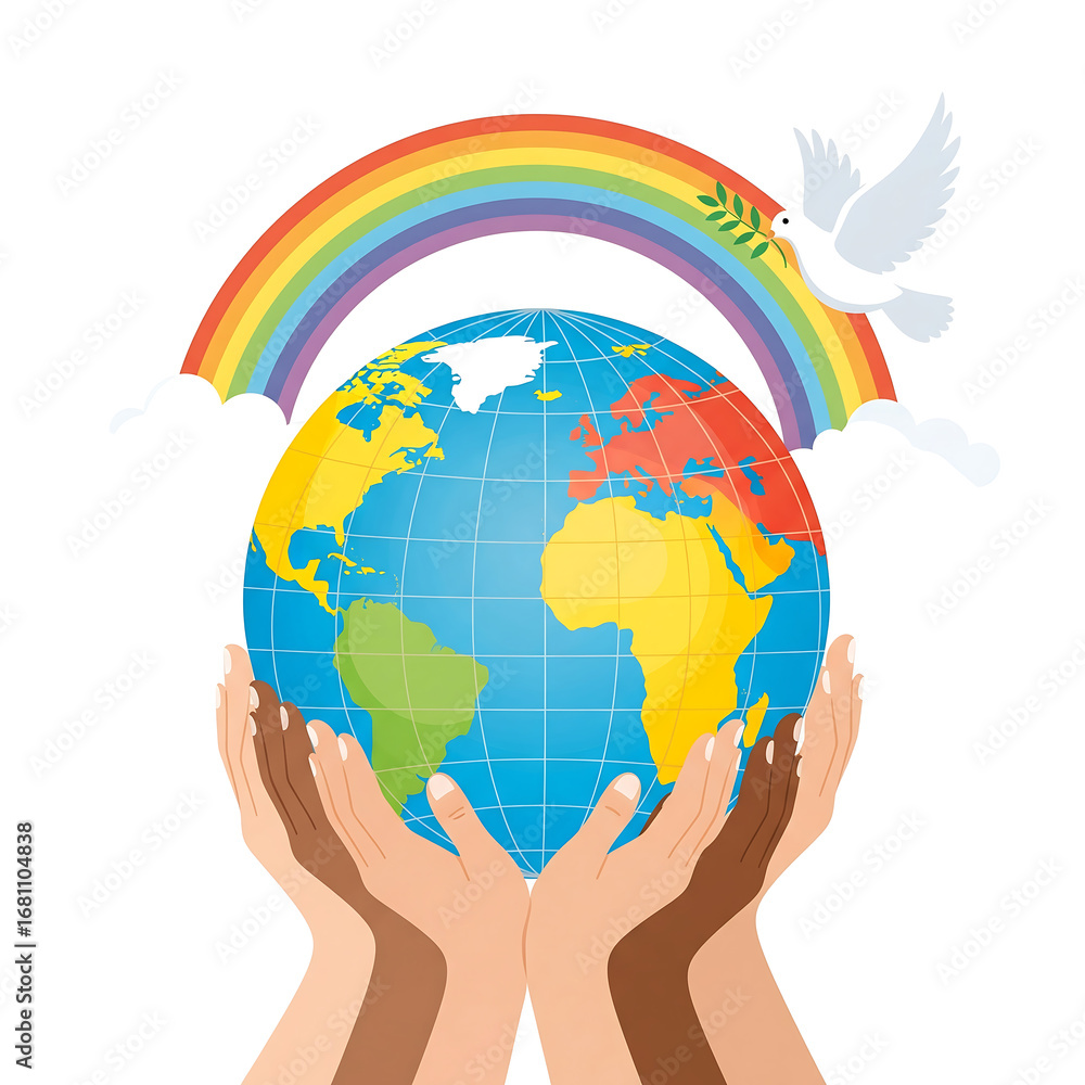 Fototapeta premium Hands holding a glowing green and blue planet symbolize global environmental care and protection