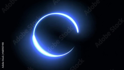 Abstract Blue Glowing Circle on Black Background