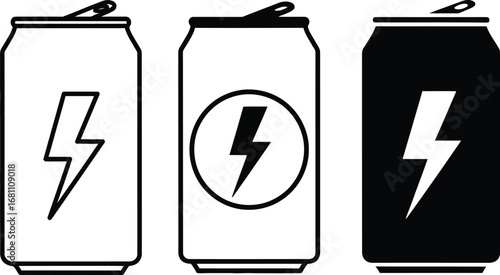 Energy drink cans with lightning bolt illustration vector art