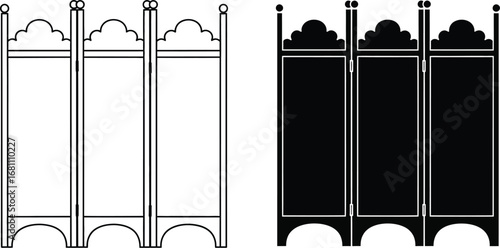 Folding screen room divider vector illustration design art