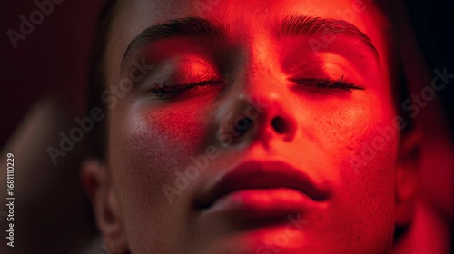 Woman red light therapy anti aging beauty skin care