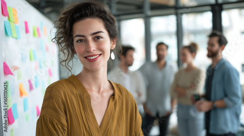 Confident Businesswoman Leading Team in Creative Office Environment