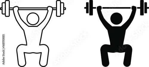 Weightlifting exercise fitness gym workout silhouette vector