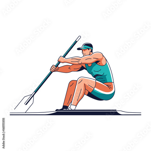 Rowing Athlete: Capturing the essence of dedication and strength, the image shows a focused athlete in a rowing boat, epitomizing grace and power. A visual anthem to athleticism.