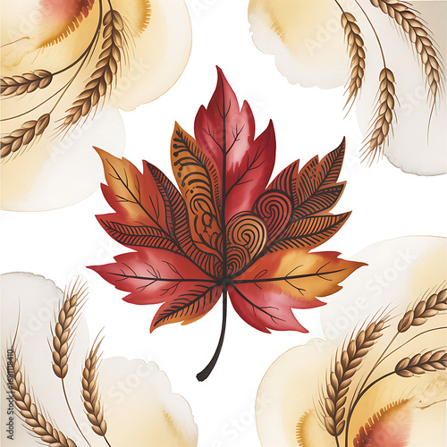 Vibrant Red Maple Leaf on White