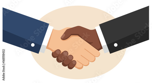 Diverse business partners shaking hands in agreement symbolizing unity and successful collaboration in a circle