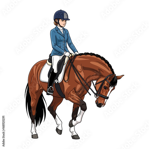 Equestrian harmony: The rider demonstrates exceptional control over the horse, the pair showcasing the grace and precision of dressage. 