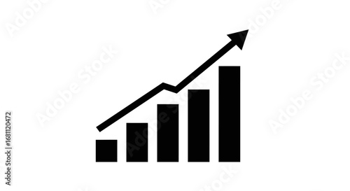 Free Download Black silhouette of a rising bar graph with an upward trending arrow indicating growth and success - GFXLoad