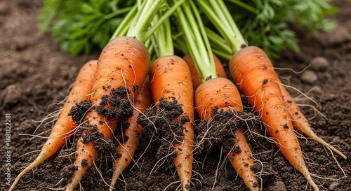 Wallpaper Mural Freshly Harvested Carrots From Organic Garden Soil Torontodigital.ca
