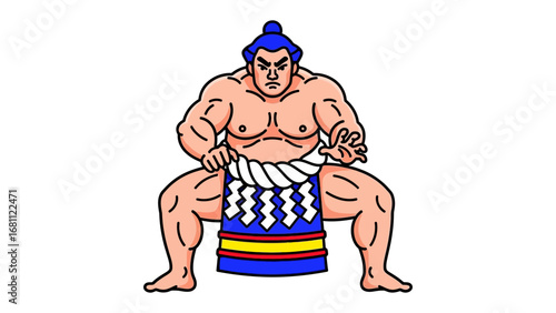 Sumo Wrestler: A strong and imposing sumo wrestler in a traditional mawashi ready for a match, the spirit of Japan.