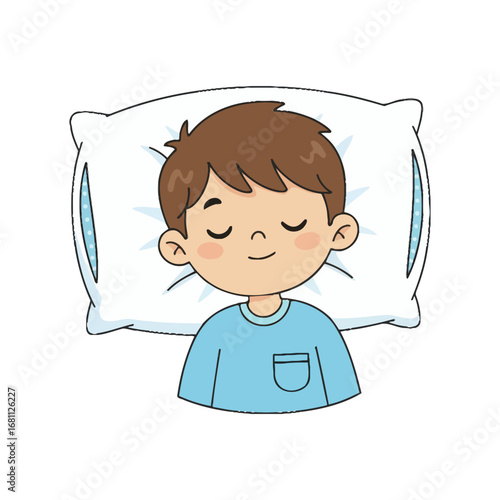 Cartoon boy sleeping peacefully vector illustration